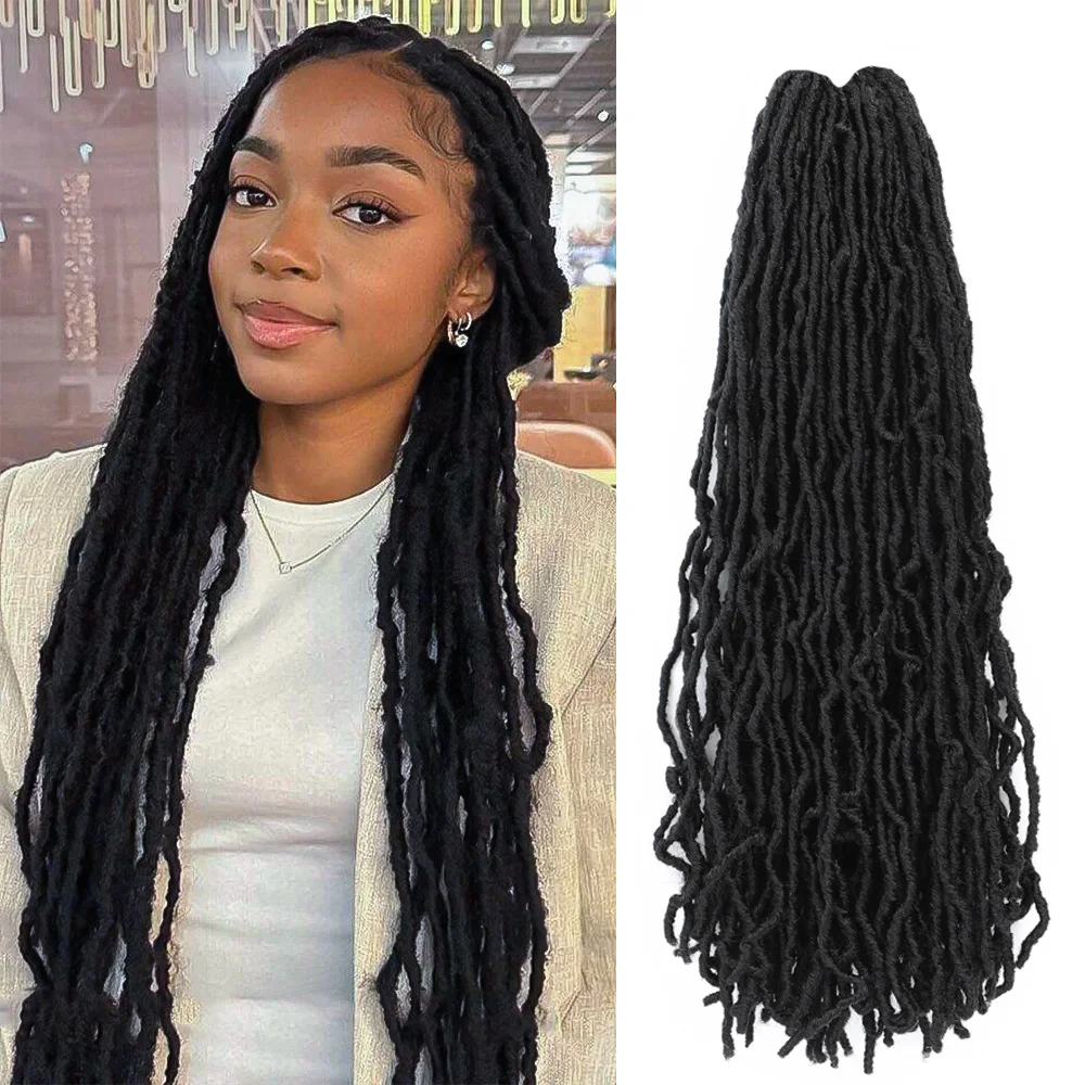 Faux Locs Häkel-Kunsthaar, weiche Locs, gewellte Dreadlocks, Häkelzöpfe, natürliches, vorgeschlungenes Häkelhaar für schwarze Frauen, Bl