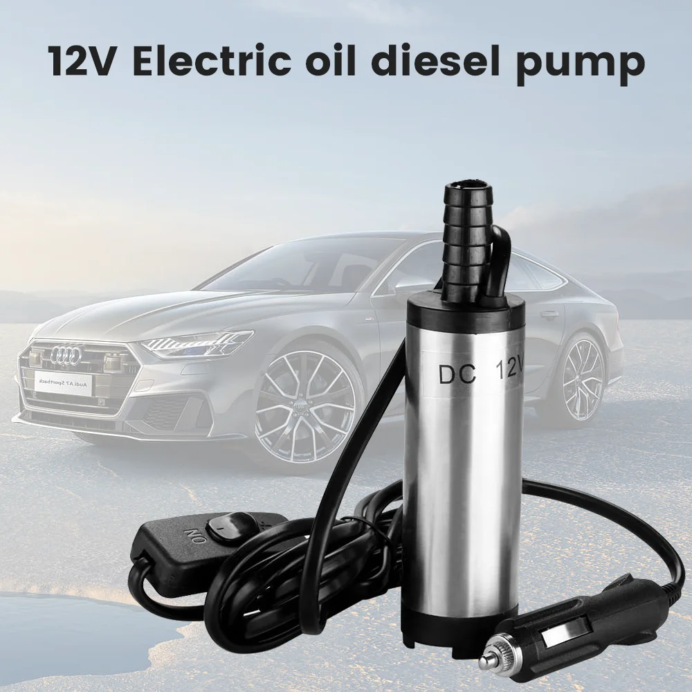 12V Car Electric Oil Diesel Pump 12L/Min Water Oil Mini Transfer Refueling Submersible Pump Stainless Steel