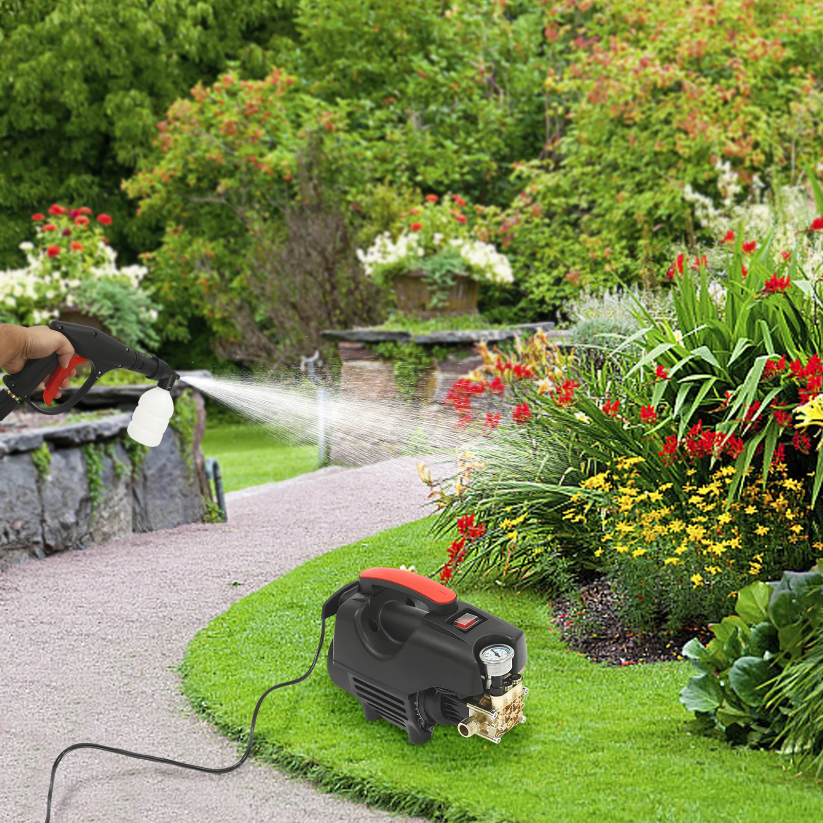 High Pressure Cleaning Machine with Accessories, Cleaner for Car, Patio & Garden, Electric Pressure Power Washer