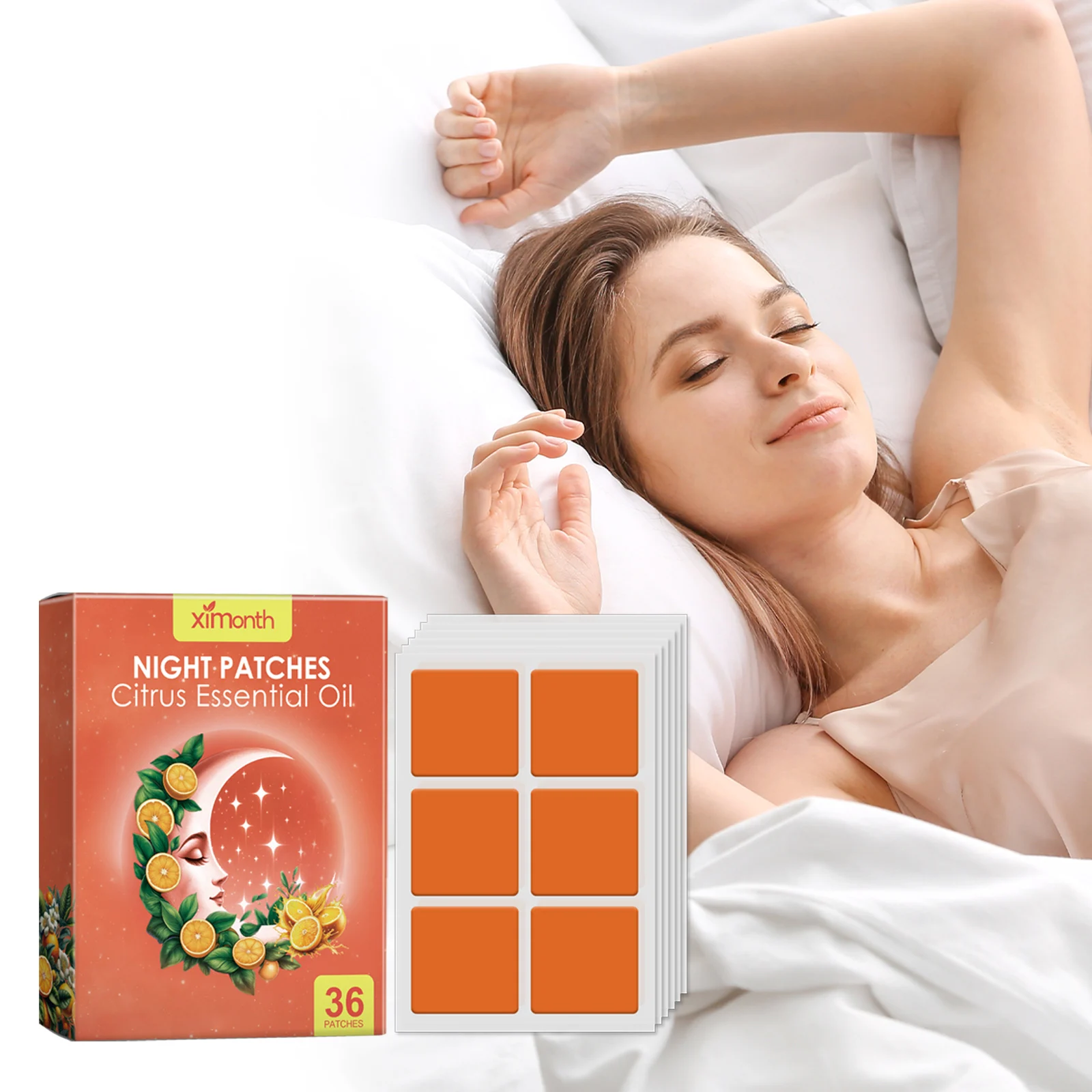 Citrus Night Patches, suitable for all skin types and both men and women, contain chamomile, hops, rose, and valerian to nourish
