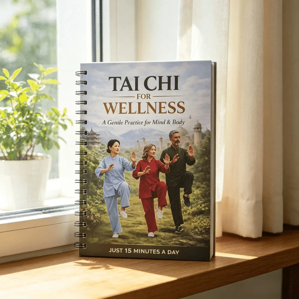 Tai Chi For Wellness English Senior WellnessLovers Spiral Bound 15-Min Daily Gentle Mind Body Balance Practice GuideFreeShipping