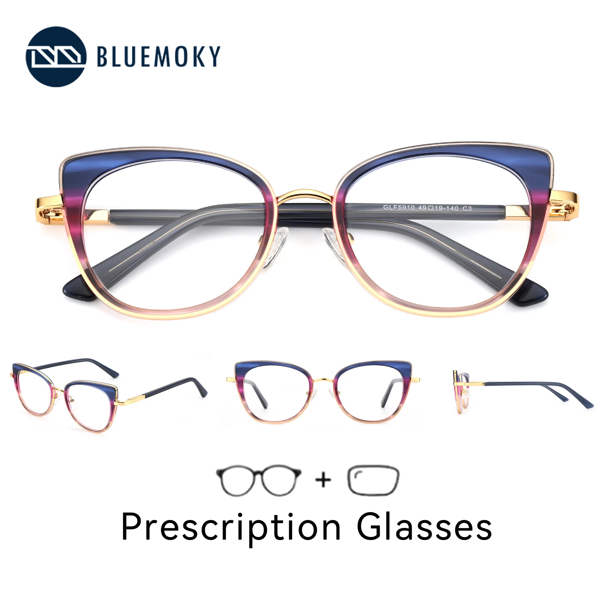 BLUEMOKY – lunettes de vue en acétate pour femmes, verres progressifs pour vue de près et de loin, pour myopie