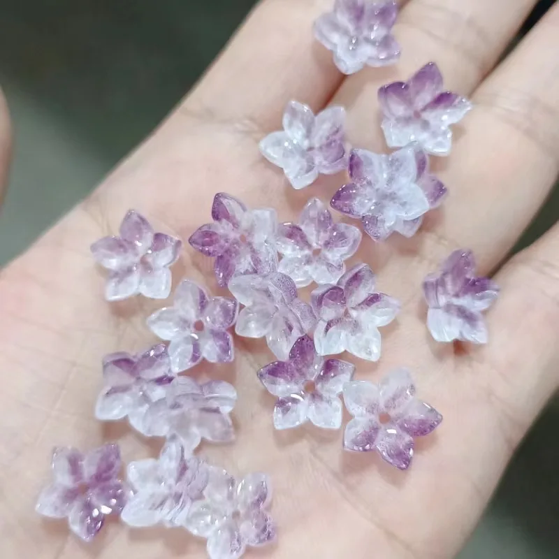 20pcs 12mm Plum Flower Czech Crystal Lampwork Glass Beads Glaze Spacer Beads for Jewelry Making DIY Necklace Earring Accessory
