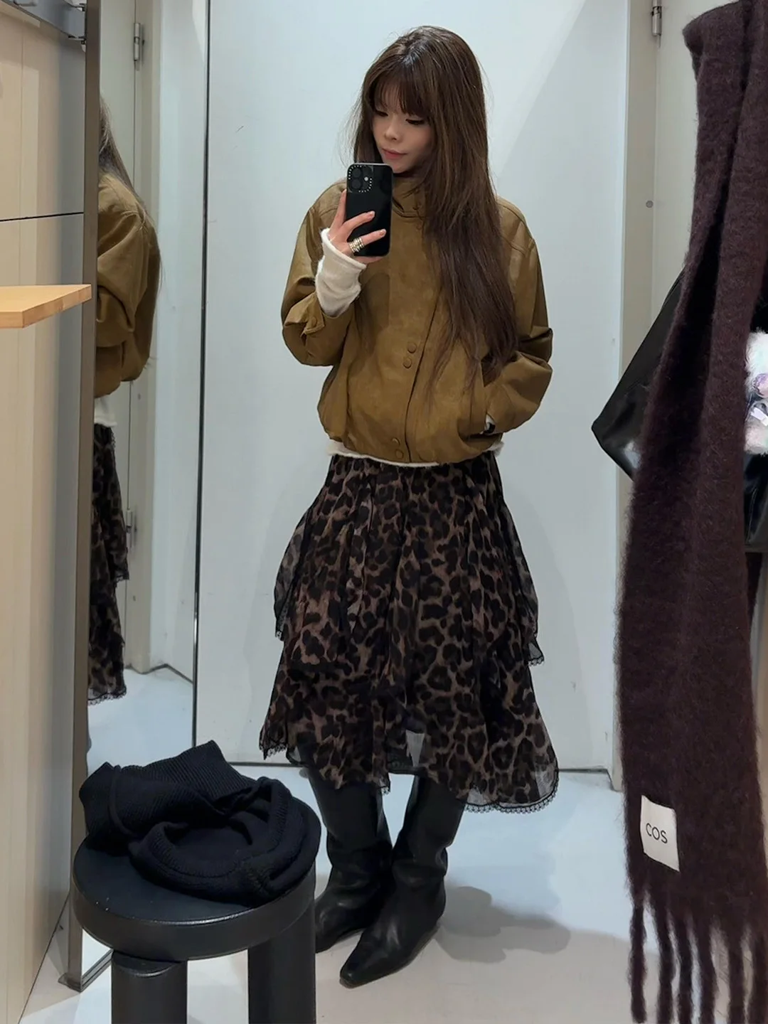 

Ретро-юбка с леопардовым принтом, асимметричная, с высокой талией, короткая, в американском стиле, для модных девушек, с рукавами-колокол