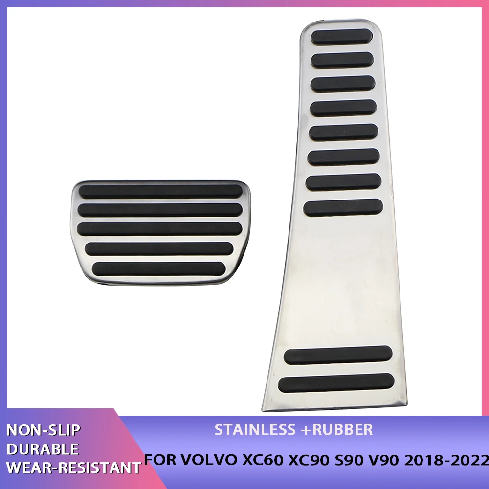 

Stainless Steel AT for Volvo XC60 XC90 S90 V90 2018-2022 Car Accelerator Fuel Pedal Brake Foot Rest Pedals Cover Accessories