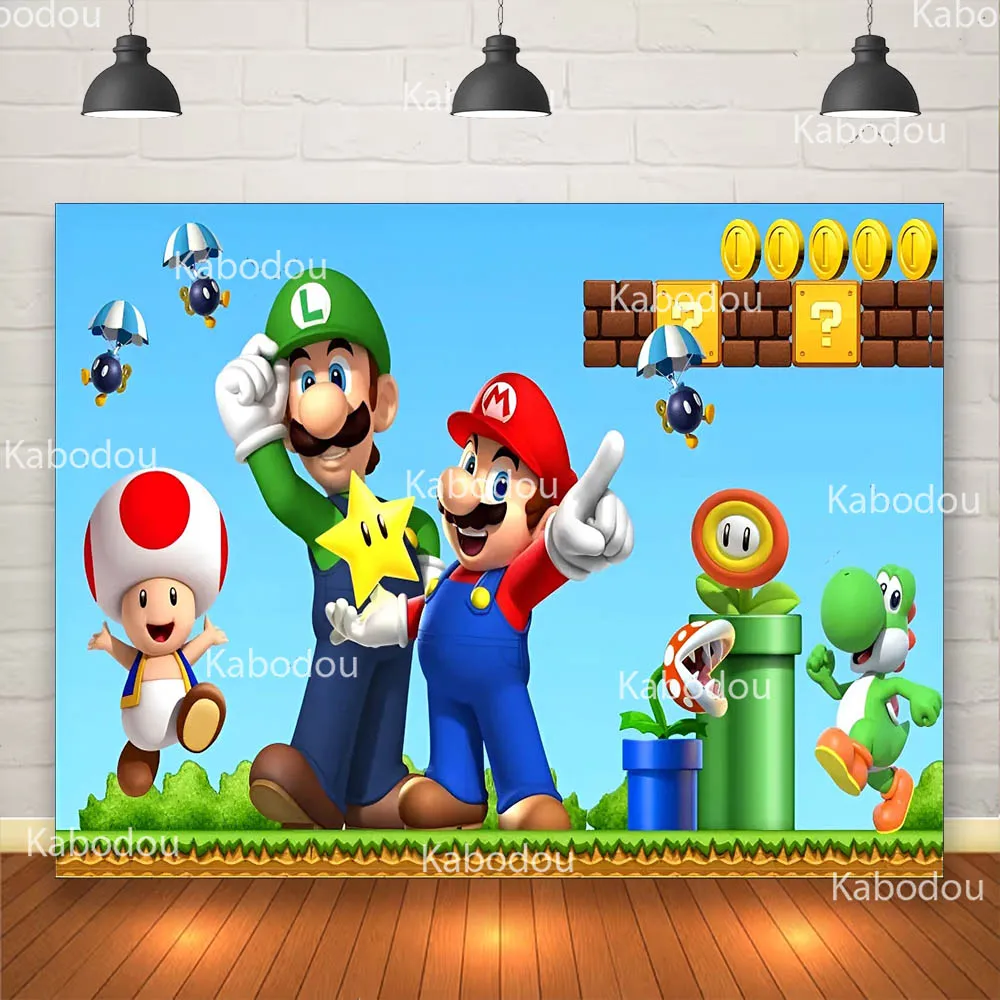 

Фон для фотосессии Super Mario: Декор для детского дня рождения, баннер, постер, реквизит для студии, для вечеринки в честь рождения ребенка