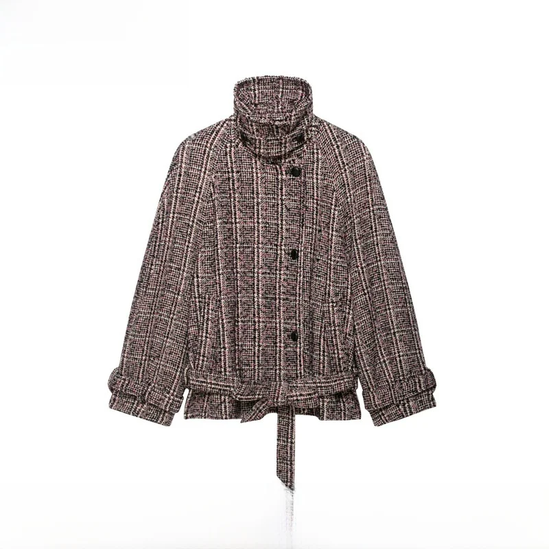 Early Autumn New Arrival Women's Fashion Simple Versatile Belted Jacket Coat Polyester Fiber Short Style Button Closure