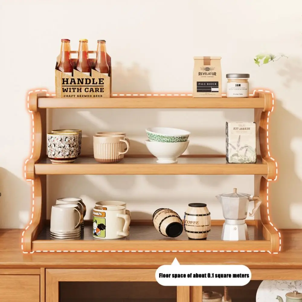 

New 3 Tier Wooden Storage Shelf Multifunctional Easy To Clean Cup Holder Desktop Organizer Office