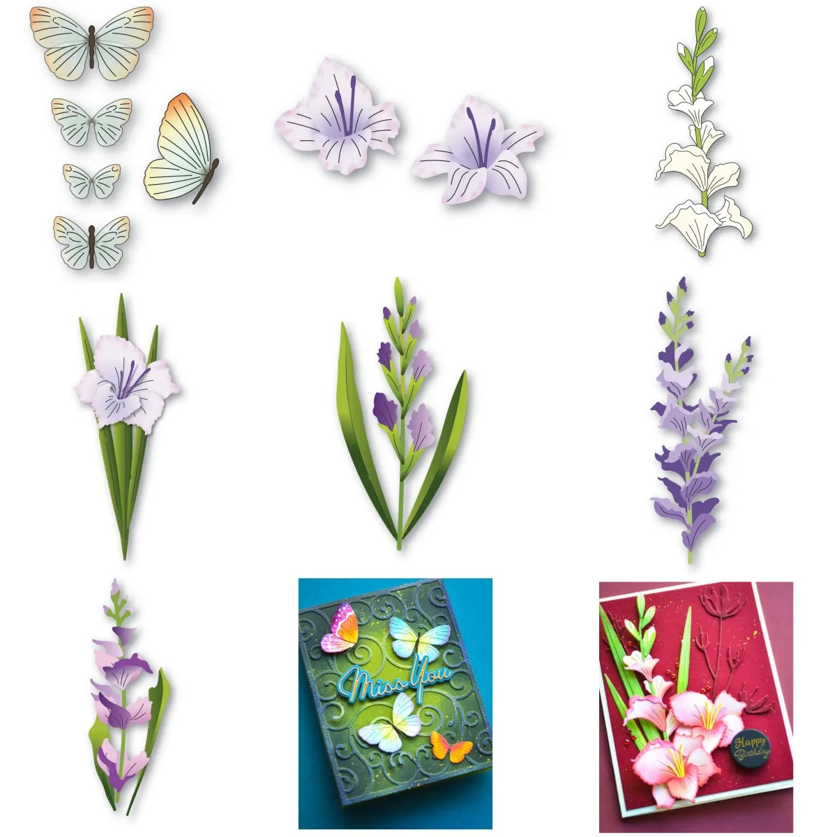 Spring Gladiola Stem Flower Butterfly Metal Cutting Dies DIY Decorating Scrapbook Paper Card Album Embossing Craft 2024 Arrivals