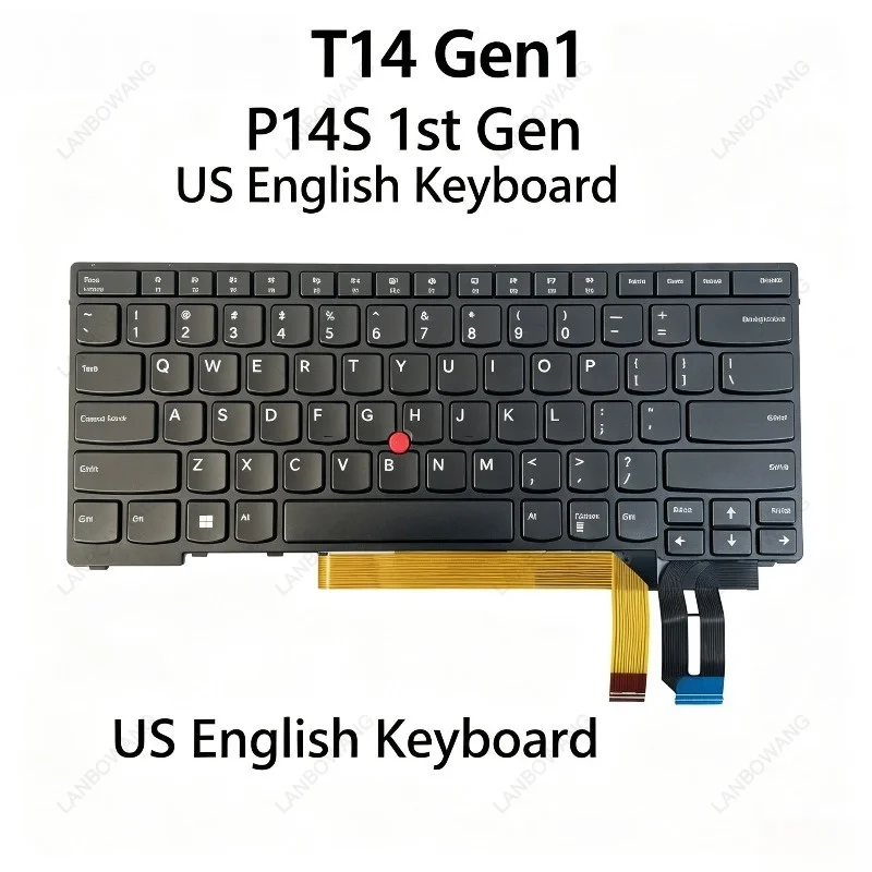 Laptop Keyboard for ThinkPad T14 Gen1 P14S 1st, US Layout, Part Number 5N20V43904, Notebook Replacement Keyboard