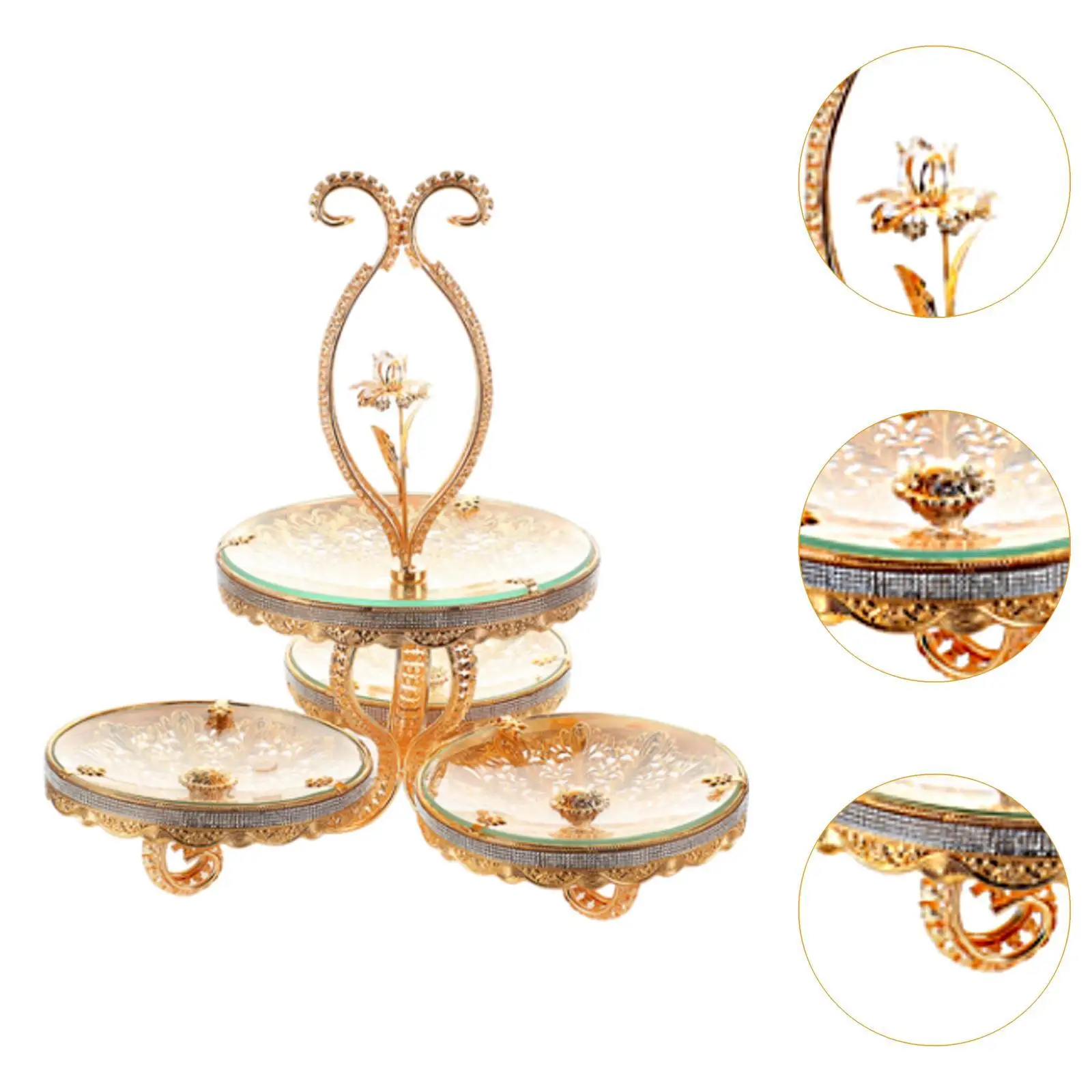 Double Layered Glass Fruit Tray Display Plate Luxurious Glass Serving Platters for Dessert Party Decor Birthday Hotel Fruit