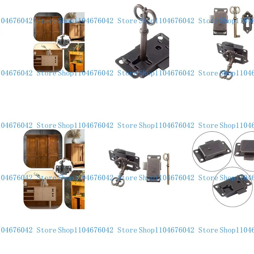 5ASD 2PCS قفل خزانة الأنيقة الأنيقة مع مفتاح سبيكة زنك صغيرة ملحق محمول للمكاتب والخزانات القديمة