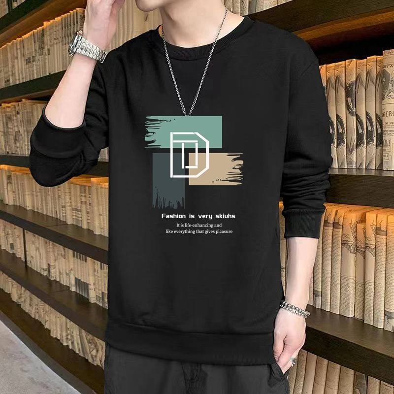 

Повседневная мужская толстовка с длинным рукавом, свободного кроя, с модным молодежным принтом, спортивная, для весны и осени, удобная для носки