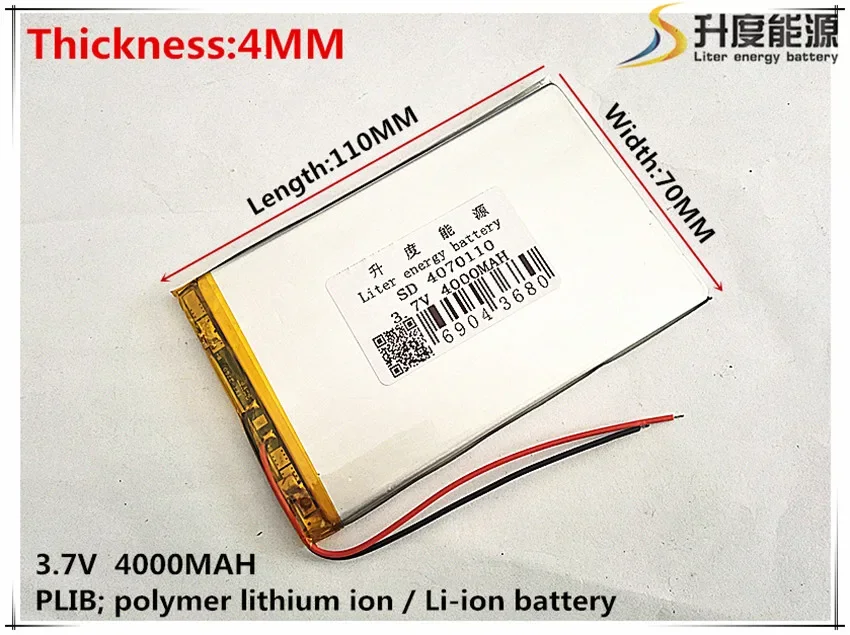 Tablet pc [4070110] 3.7V,4000mAH (polymer lithium ion battery) Li-ion battery for tablet pc 8 inch 9inch Tablet pc