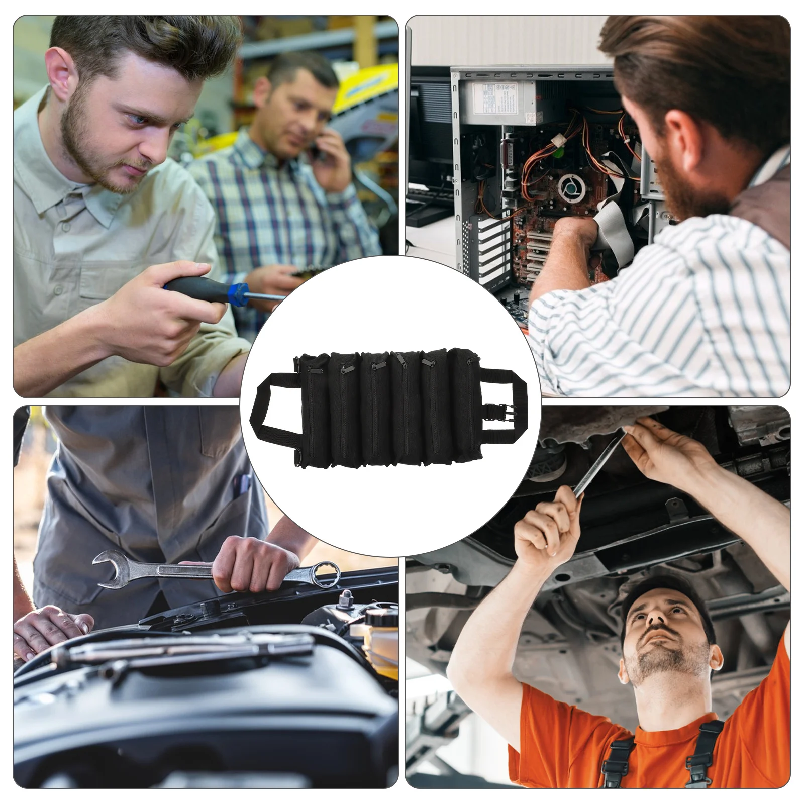 المحمولة 6 جيوب قماش أداة لفة حقيبة سستة الحقيبة المنظم مقاومة للمنزل سيارة دراجة نارية أداة لفة