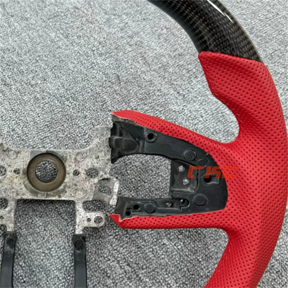 

Customized black Carbon Fiber red Perforated Leather Steering Wheel for Honda Civic 2016 2017 2018 2019 2020 2021