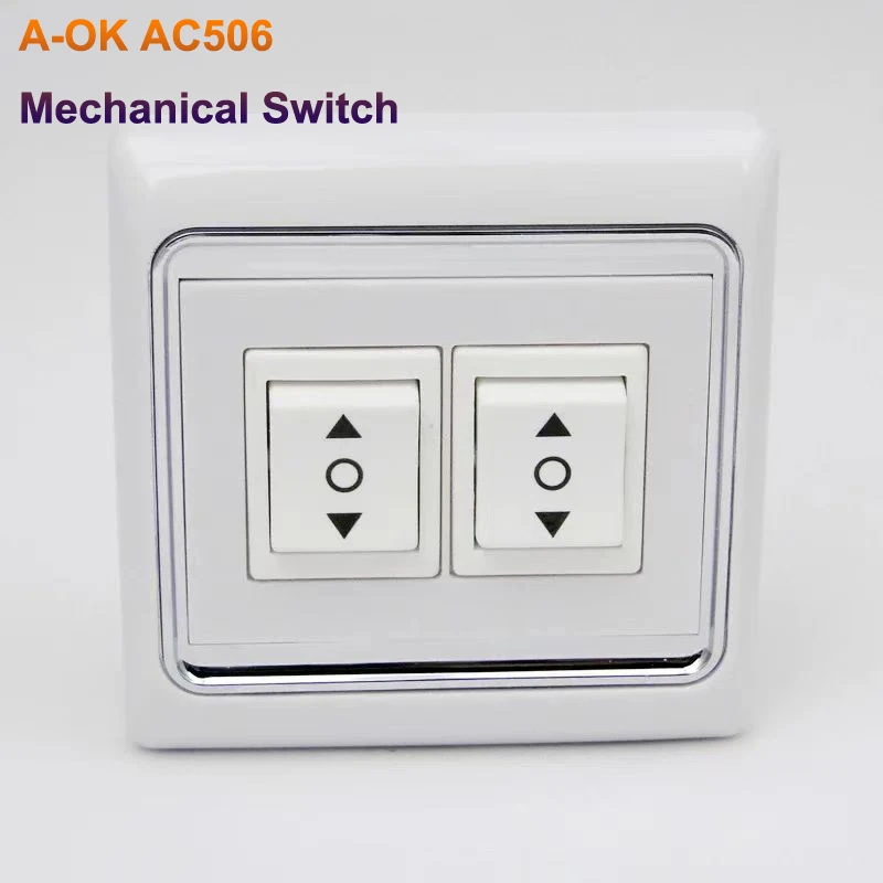 Brand New Original A-OK AC506 Wall Type Dual Mechanical Switch Wall For Electric Curtain , Roller Blind Smart Home