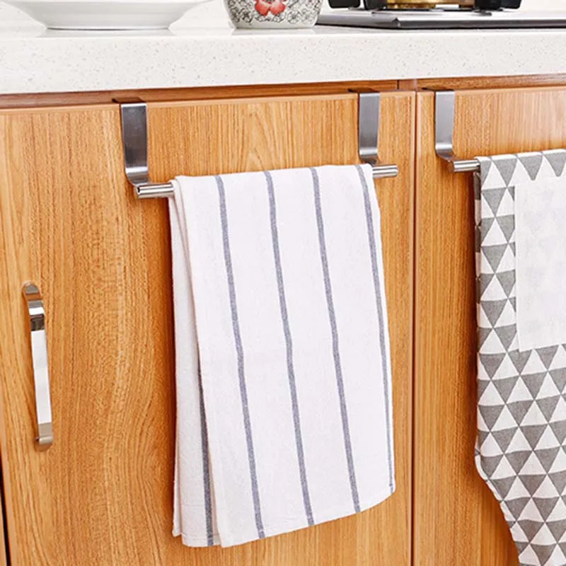 

Multi-purpose Stainless Steel Single-bar Towel Rack For Kitchen Non-perforated Cabinet Door Back Rag Rack Towel Bar