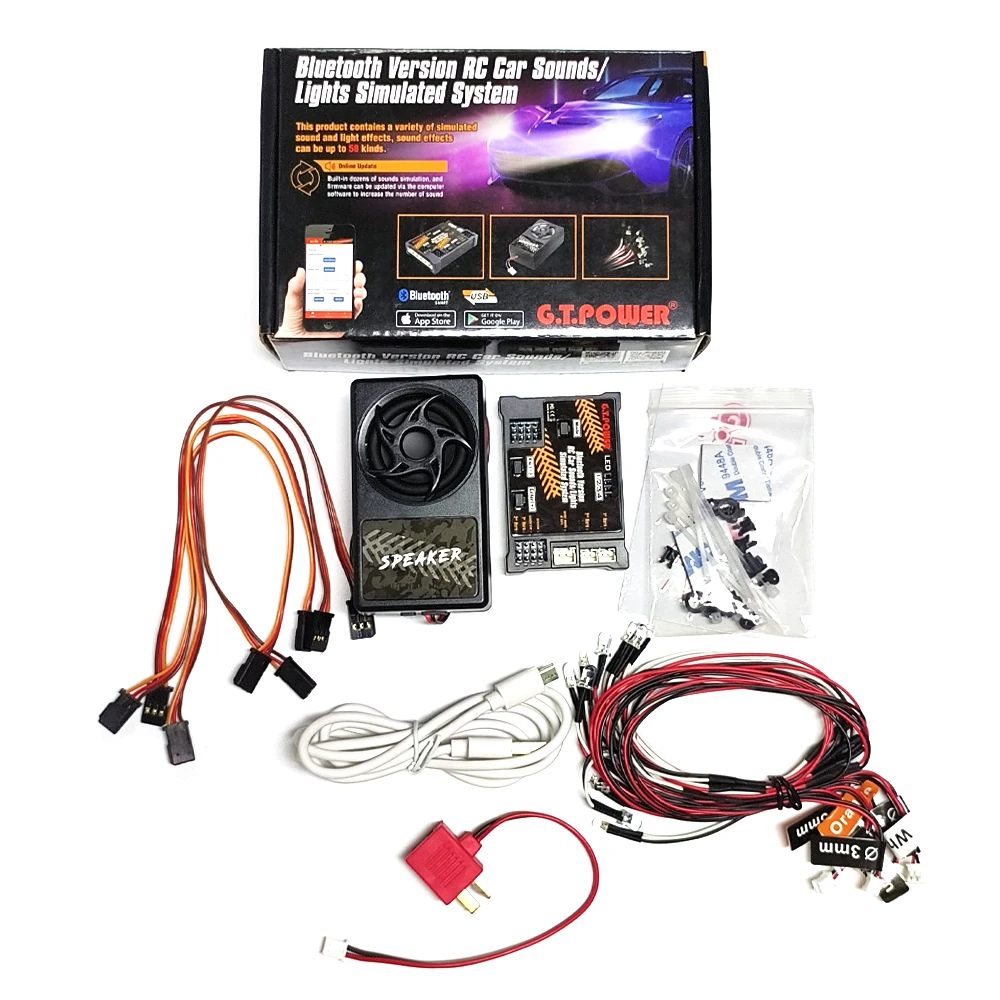 

G.T.Power Bluetooth Version RC Car Engine Sound Simulated System / Lights Simulated System For 1/10 1/8 RC Car Axial SCX 10 TRX4