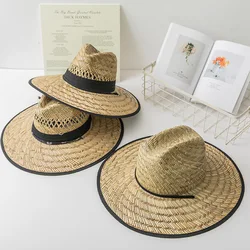 Men's new fishing hat outdoor Sun hat summer hand woven mat cool straw hat sun hat knight jazz hat