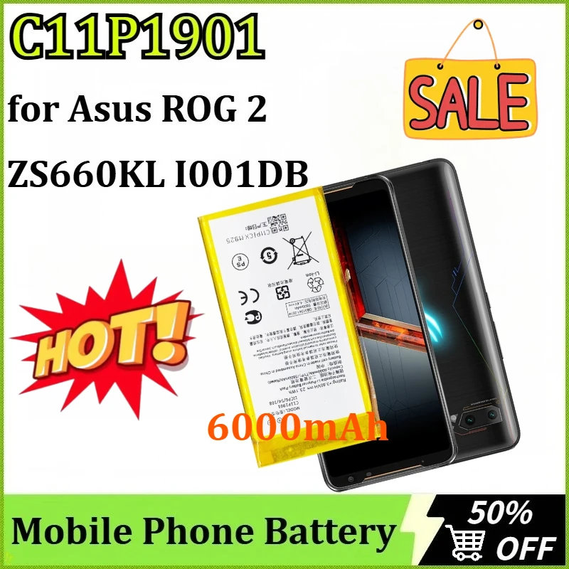 

New C11P1901 6000mAh Hight Mobile Phone Battery for Asus ROG 2 ZS660KL I001DB Replacement Game Phone Generation Battery