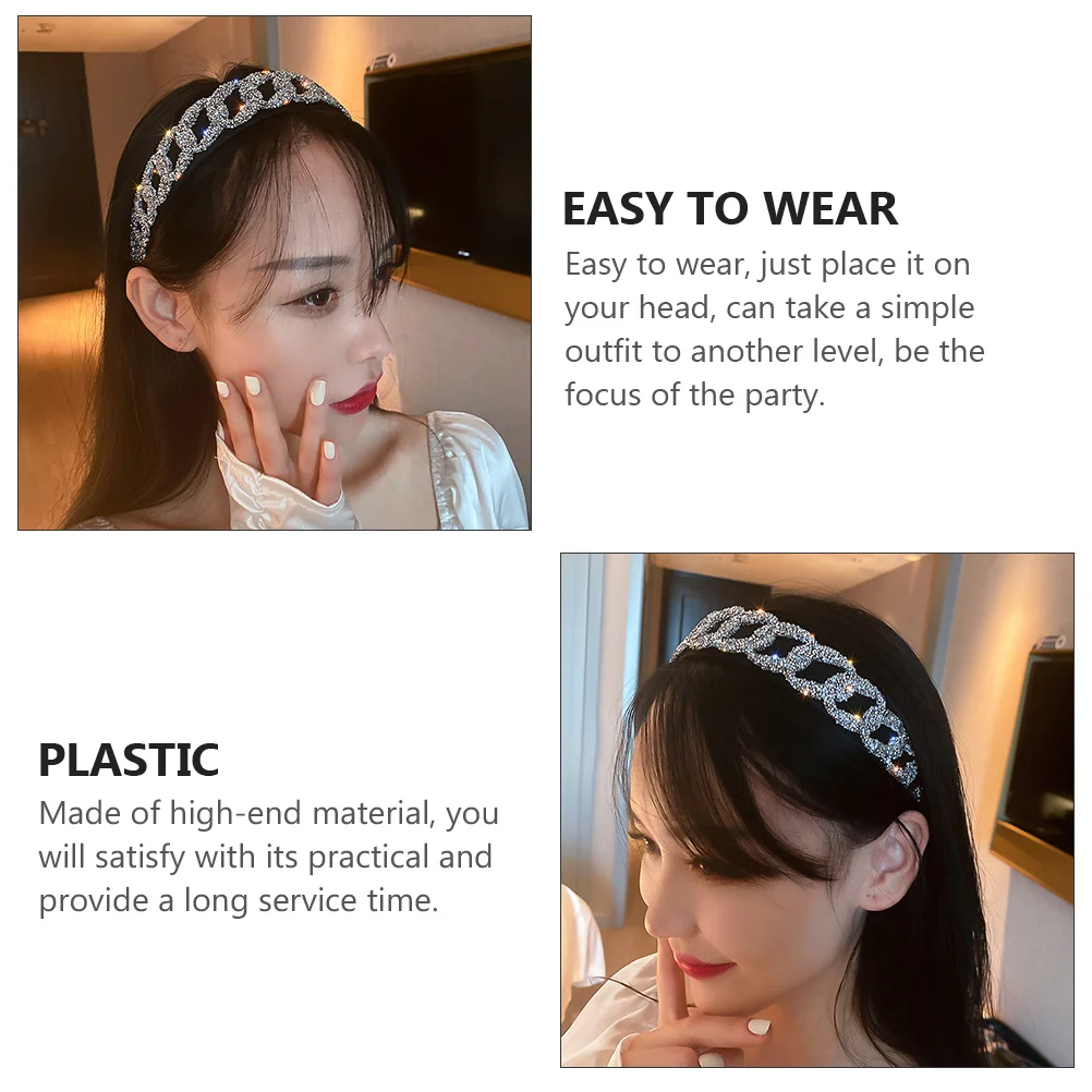 

Rhinestone Studded Headband Shining Hair Band Wedding Party Accessory Elastic Hair Hoop Luxury Crystal Decorative Headpiece For
