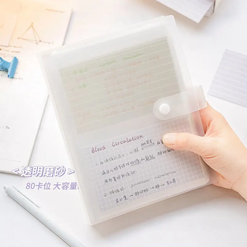 Portátil Memory Card Book, Index Card Set, pequeno armazenamento, 5 Polegada, Gap transparente, Study Notebook, papelaria Student, material de escritório