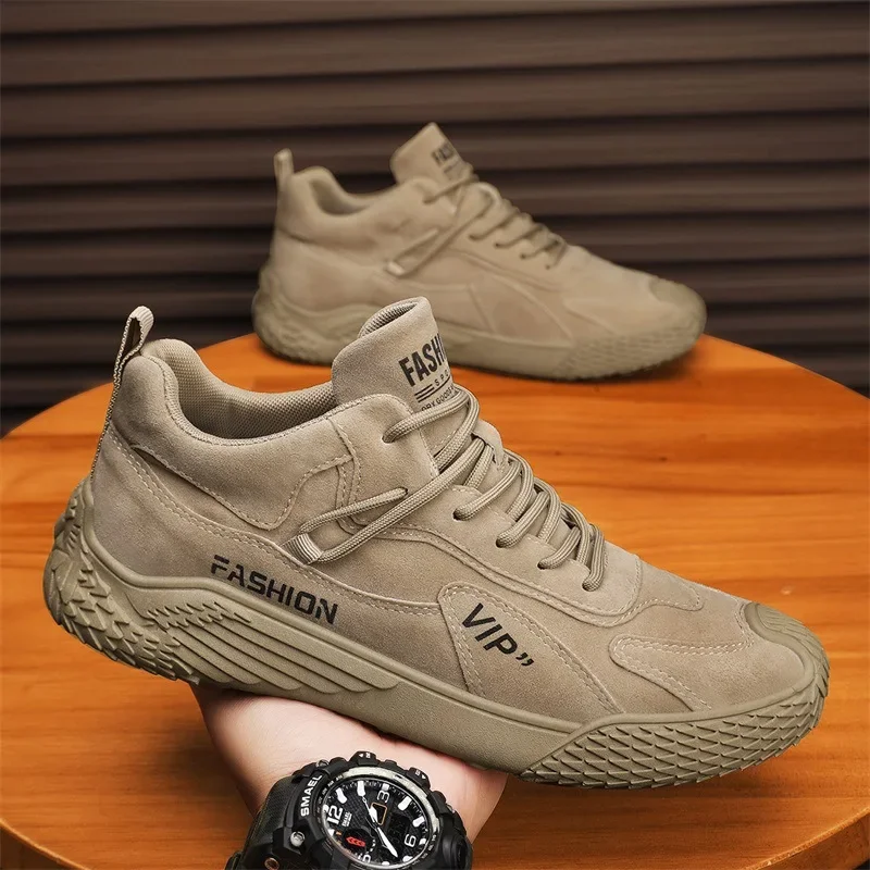 2024 Summer New Outdoor Men Vulcanized Shoes Heightened Non-slip Low-top Sneakers Retro Men Platform Working Shoes Safety Shoes