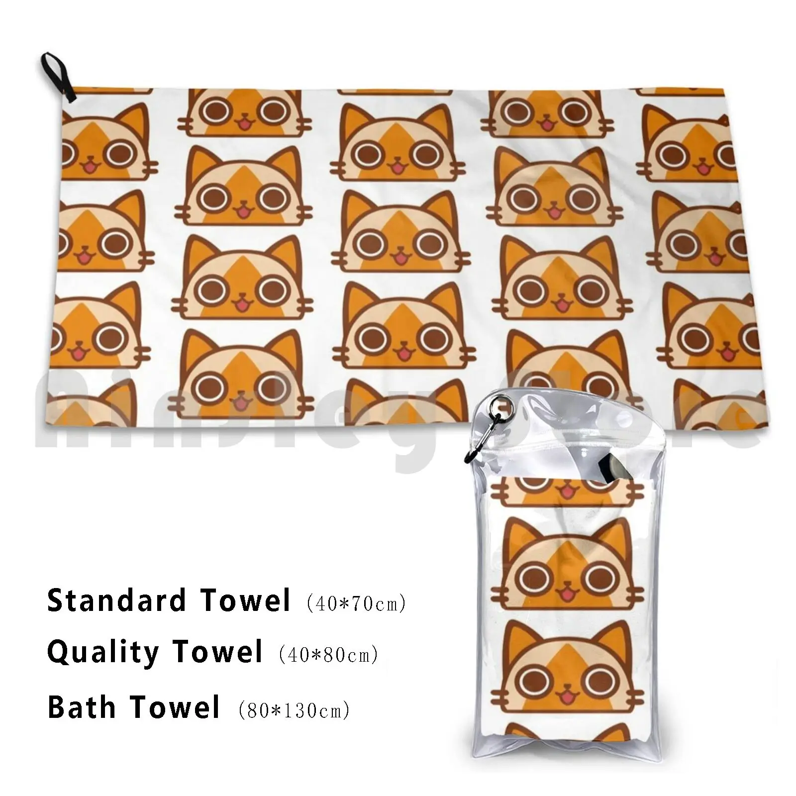 Brown Felyne Nyyaaaa Custom Towel Bath Towel Japan Video Game Monster Hunter Cat Cats Felyne J Rpg Monster