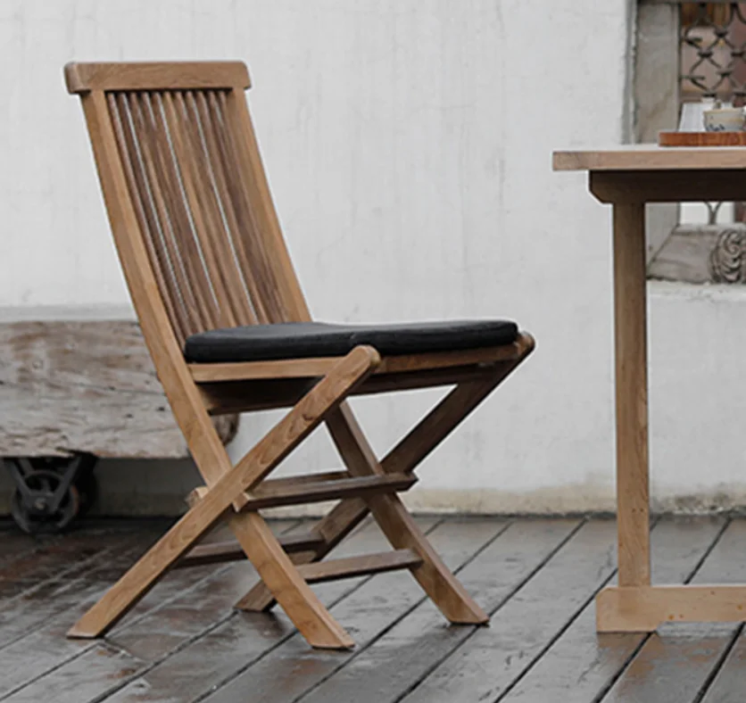 Solid Wood Folding Dining Chair Comfortable Ergonomic Design Waterproof Eco-Friendly For Outdoor Home Balcony Lounge Area Use