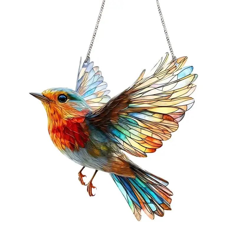 

Hummingbird Stained Acrylic Bird Acrylic Window Suncatchers With Chain Bird Wall Decoration Flat Decorative Wall Art Decor For