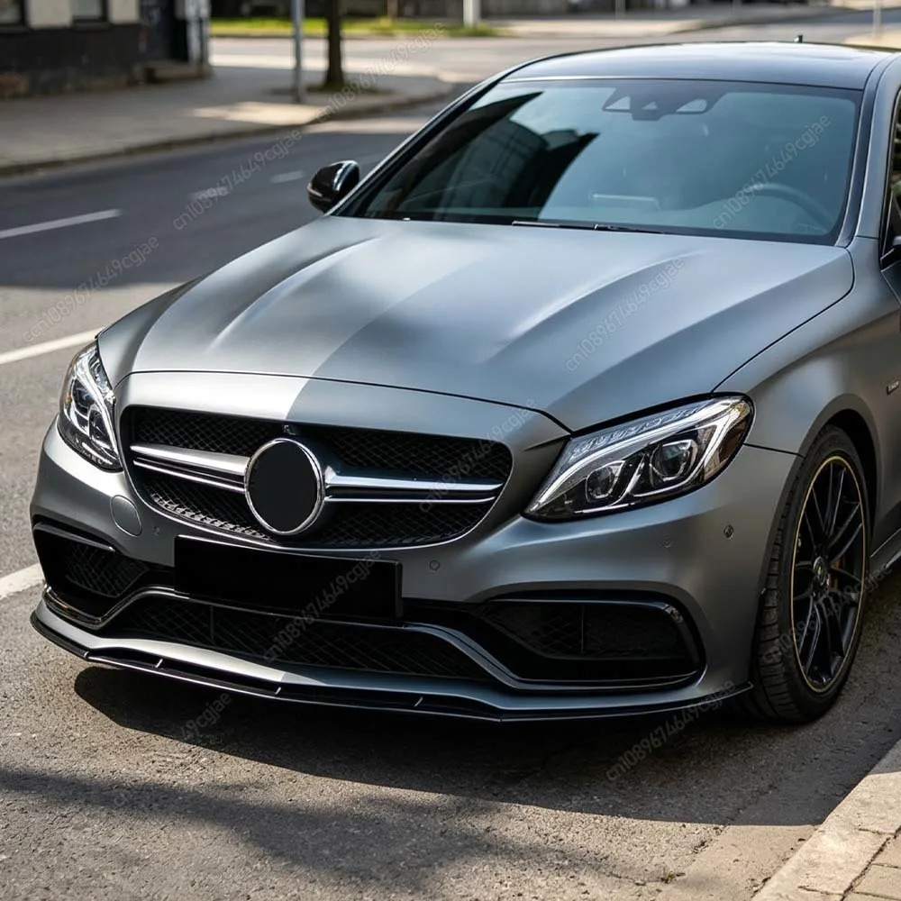 For Mercedes-Benz C Class Coupe W205 C205 C63 C63s AMG 2015 To 2022 Black Tuning Car Front Bumper Lip Diffuser Spoiler Body Kits