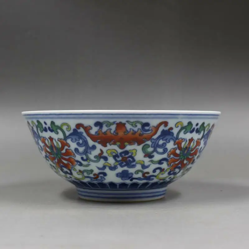 Collect China Jingdezhen Blue and White Porcelain Dou Color Flower Plant Bowl