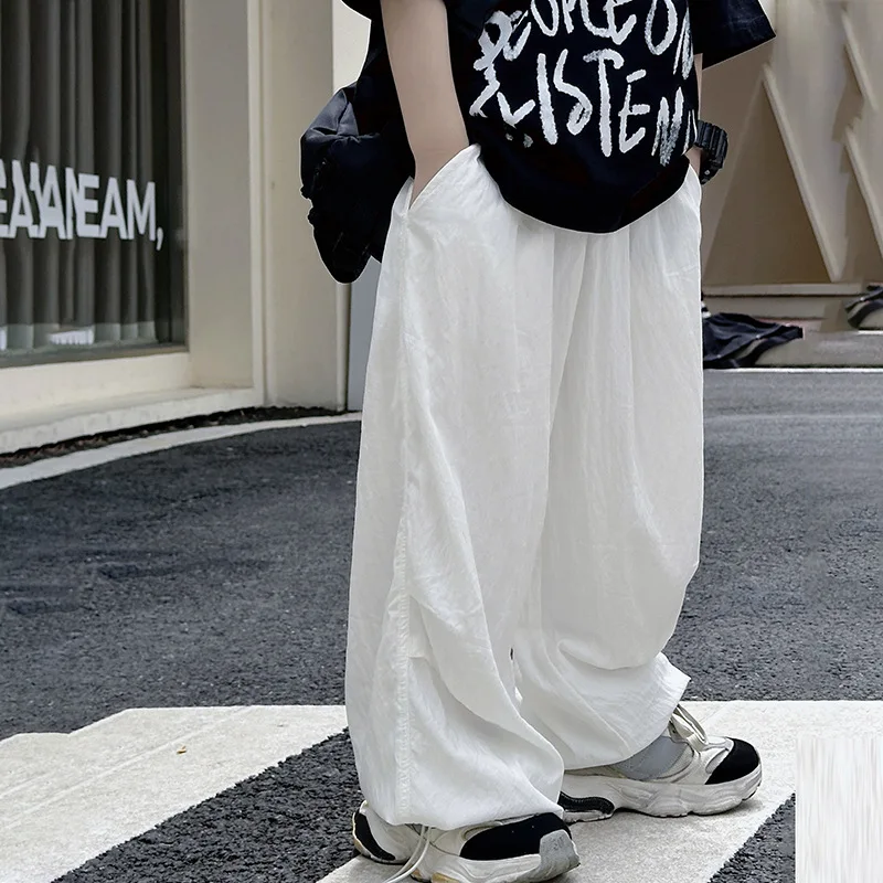 

Children's Casual Trousers for Summer New Korean Style Boys Solid Color Leggings Ice Silk Trousers Thin Trousers