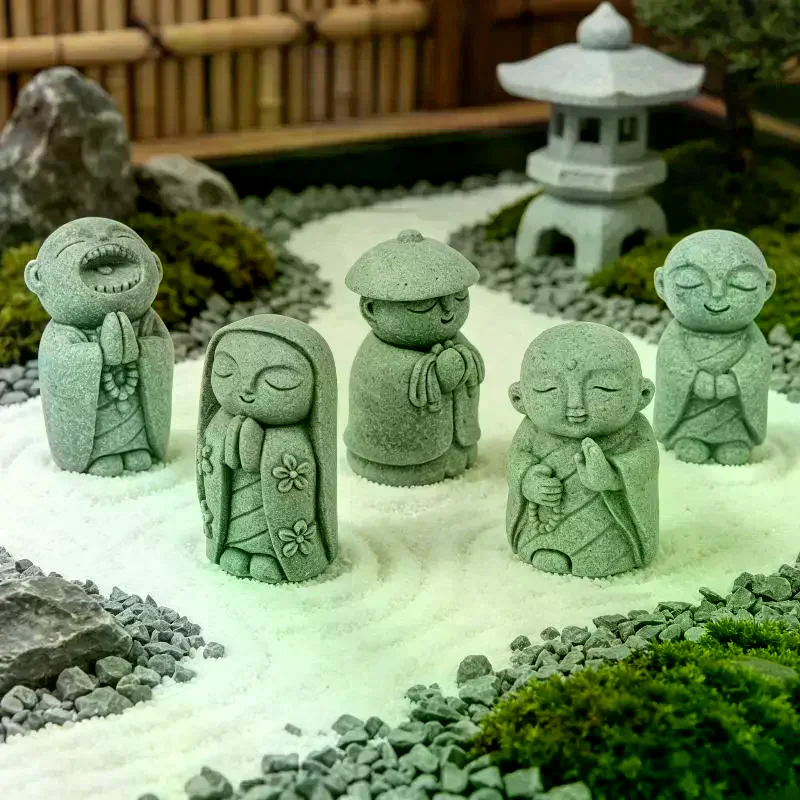 Mini Monk Zen Style Figurine Resin Statue for Aquarium Micro Scene Landscape Bonsai Home Office Decor