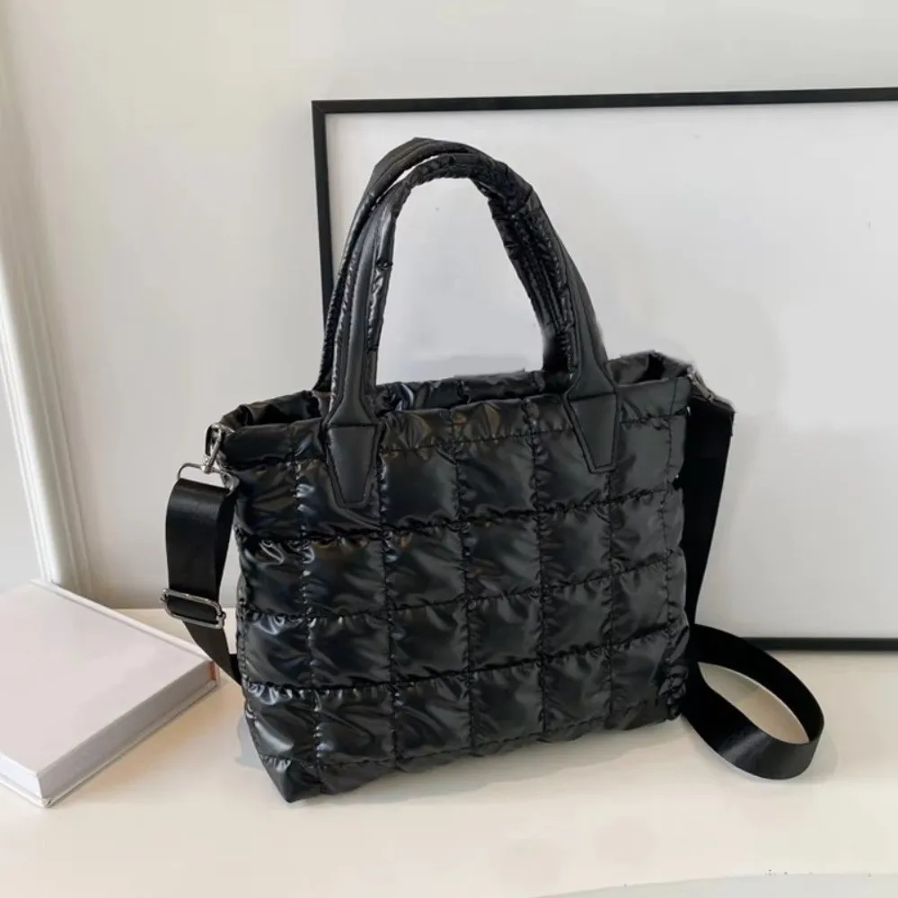 

Новая однотонная стеганая сумка-тоут, водонепроницаемые сумки на плечо большой емкости, легкая сумка через плечо-пуховик