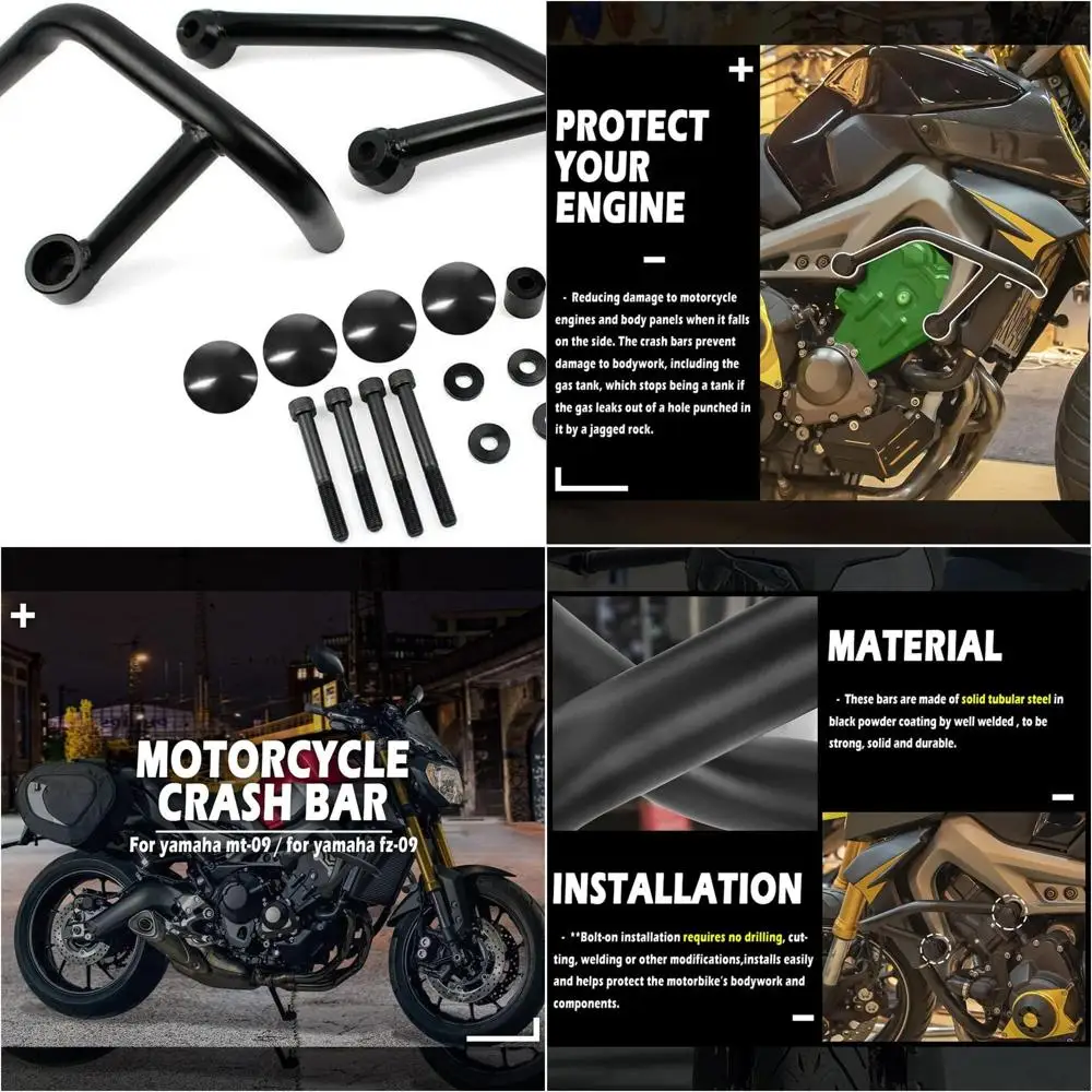 

Аксессуары для шоссейной защиты мотоцикла, черная стальная защита двигателя, бампер, рама, защита от падения для Y-amaha FZ09 MT09 FZ MT 09