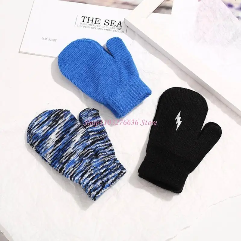 

R6FD Reliable Baby Knit Fingerless Gloves Winter Warm Gloves Versatile Kids Gloves