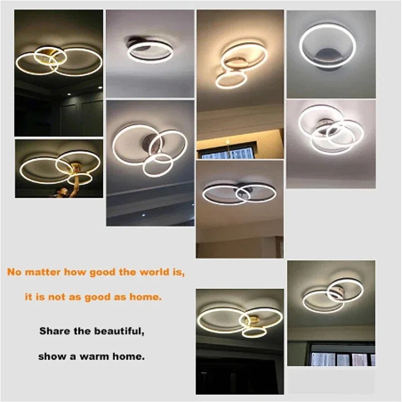 Restaurant Nordic Multi-Ring Metal LED Ceiling Lights Minimalist Grand Home Decor Living Room Bedroom Office Ceiling Chandeliers