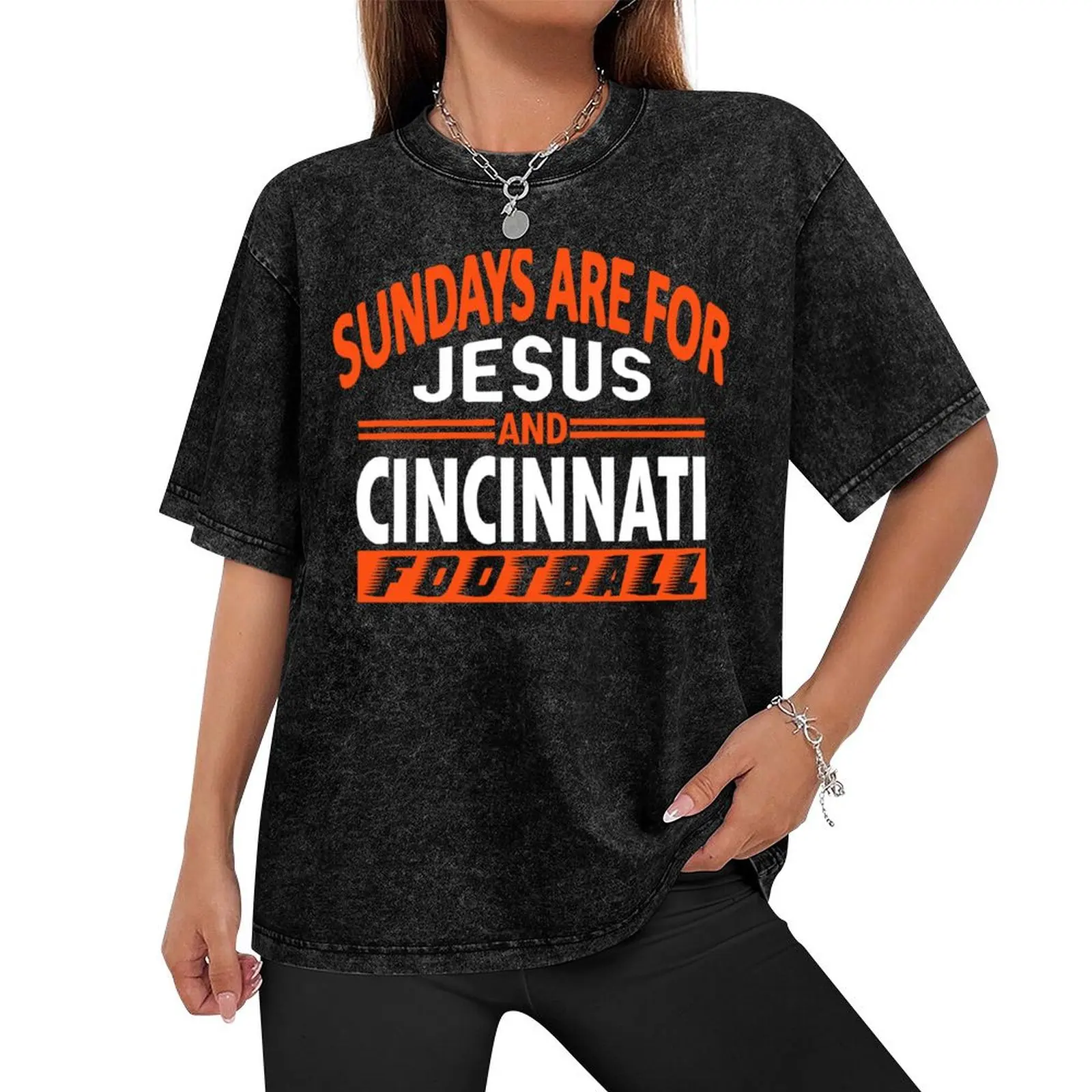 Cincinnati Football Fan - Sundays Are For Jesus and CIN T-Shirt customs design your own plain white t shirts men