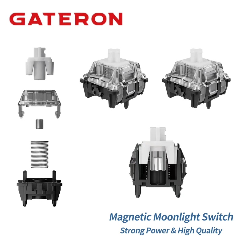 

GATERON Magnetic Moonlight switch HE, Linear, Freely setting pre-travel, Hall Sensor RT SOCD for Magnetic Keyboard Gaming Office