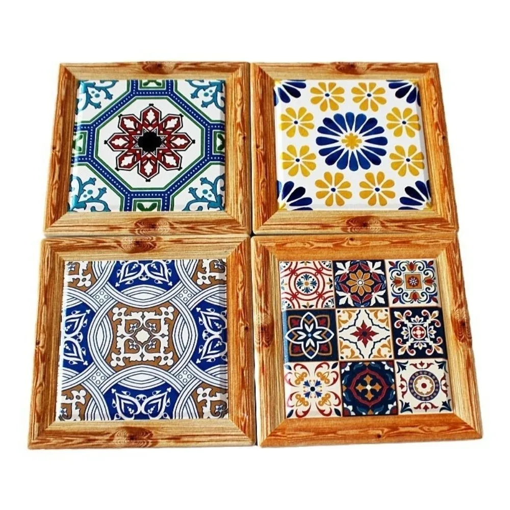 New Heat Resistant Bohemian Cup Coaster Floral Tile Square Insulation Pad Nordic Retro Coffee Coaster Table Decoration Pads