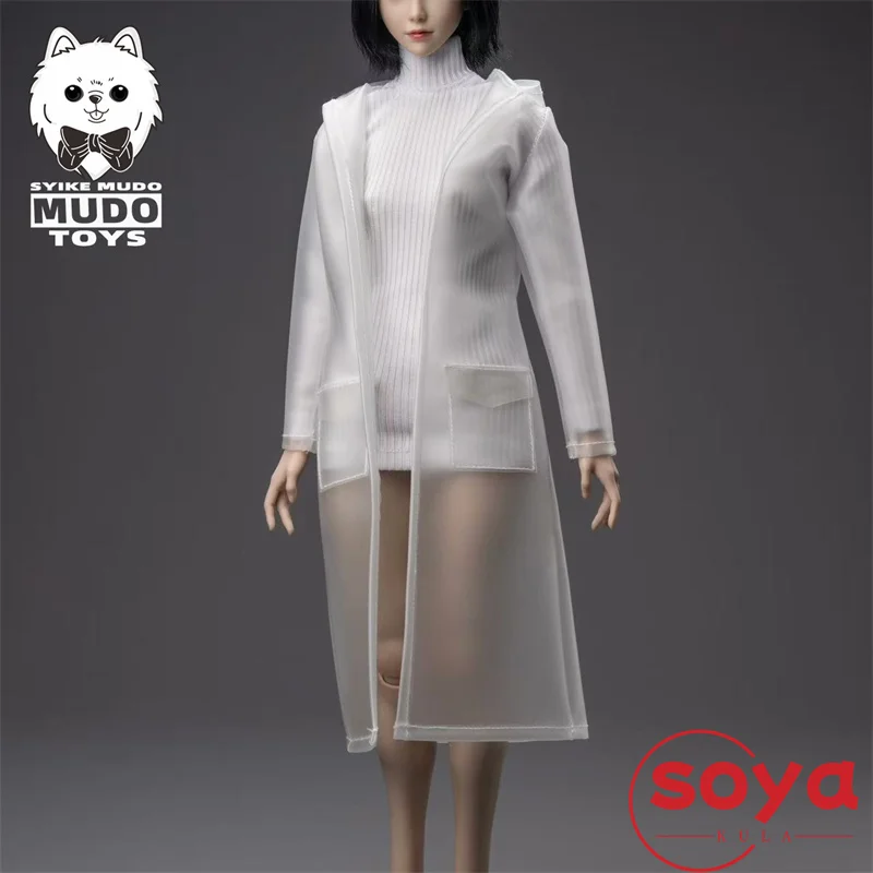 CTC-012 1/6 مقياس الإناث مقنعين معطف واق من المطر متجمد شفافة ملابس ضد المطر الملابس نموذج صالح 12 ''الجندي عمل الشكل الجسم الدمى #2