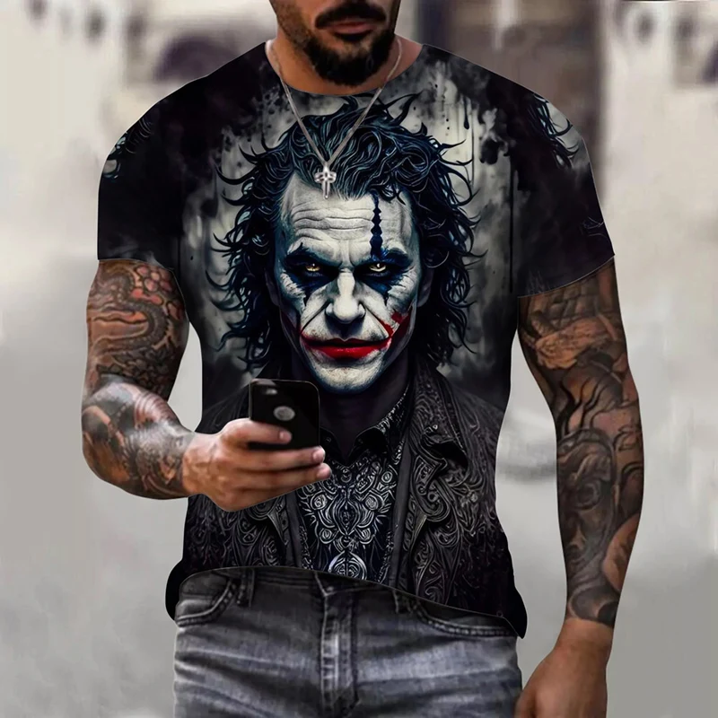 2024 Men\'s Summer 3d Clown Print T-Shirt Street Trend Hip Hop Short Sleeve Men\'s clothing Oversized t-shirt graphic t shirts