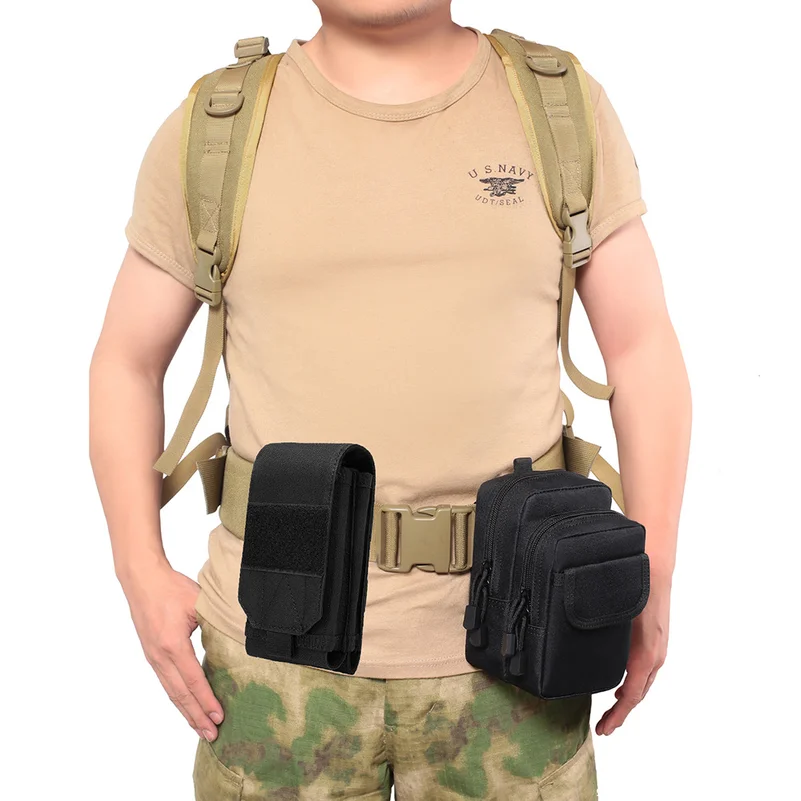 2PCS-Tactical Molle Phone Holster Pouch Belt Carrying Case for 4.7
