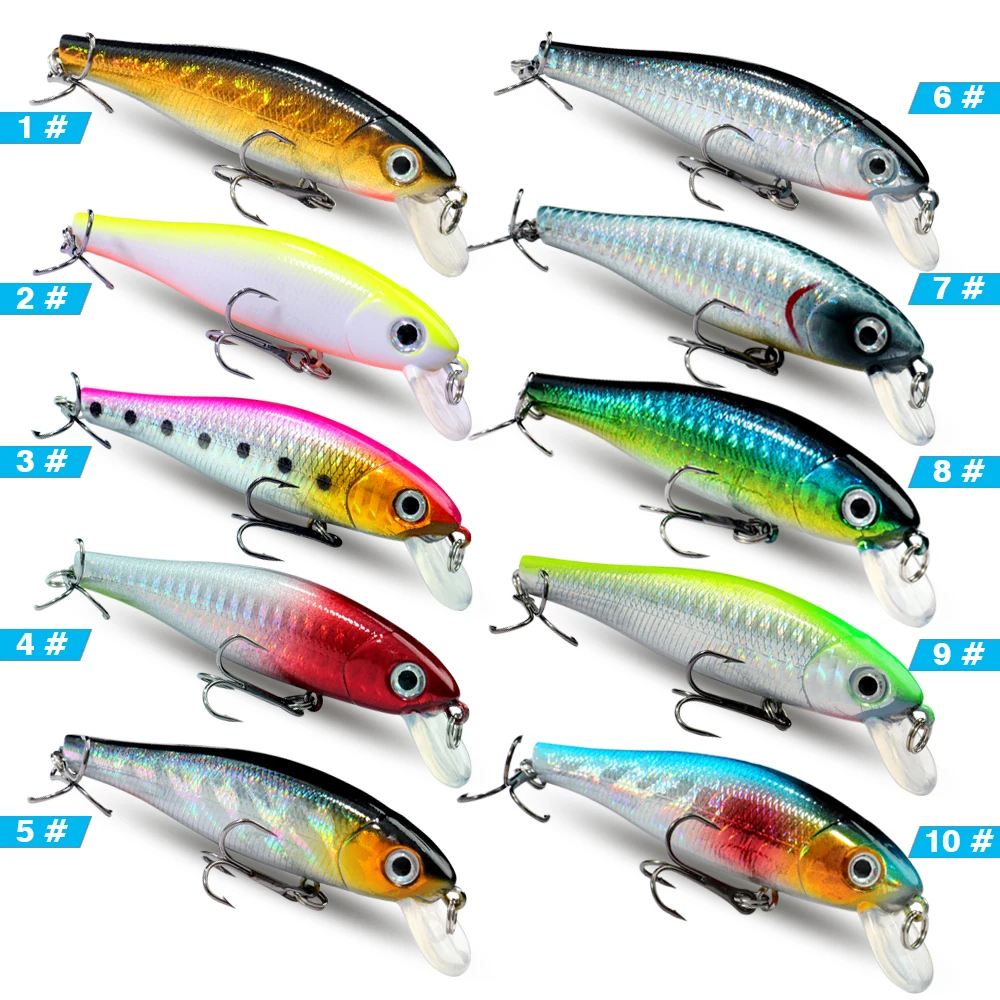 Angeln Locken Kit Box Set Schwimmende Minnow 9,2g 8,8 cm Köder Wobbler Karpfen Angeln Haken Rassel Cranbait Pesca 2/3/5/10 stücke Jerkbait