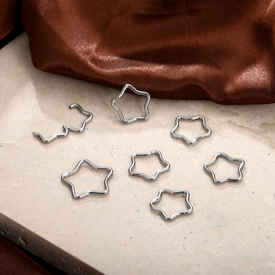 1/5pcs Titanium Star Hoop Earring Septum Piercing Clicker Segment Nose Ring Daith Conch Helix Rook Ear Piercings Women Jewelry