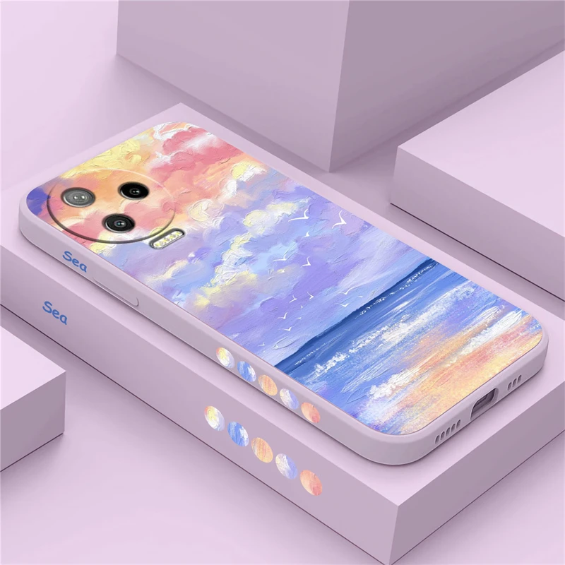 Liquid Silicone Case For infinix Note 10 8 30 Pro 12 G88 G96 12 Pro 11S Smart 7 6 5 4 Itel A56 Pro P37 P36 Seaside Pattern Capa