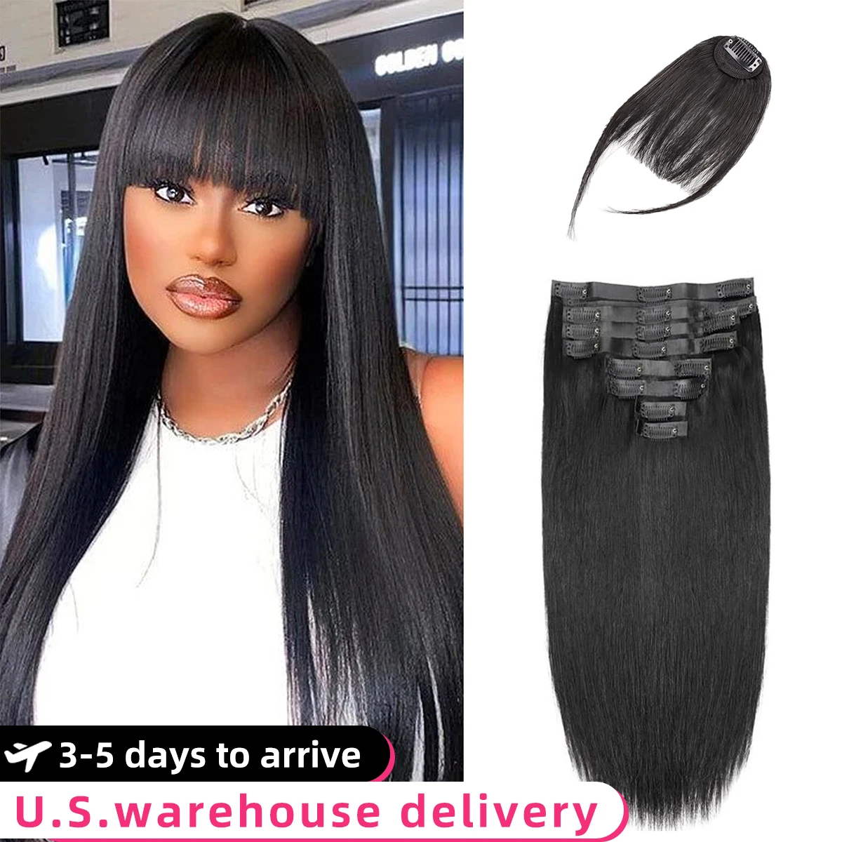 Seamless Clip in Hair Extensions Human Hair Invisi Edge 24Inch 70g 7 Pcs Straight Hair Extensions Clip ins 100% Real Human Hair