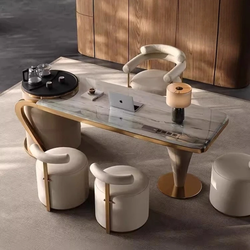 Light Luxury Modern Living Room Home Office Desk Executive Ufficio Living Room Furniture Executive Stone Office Desk Integrated